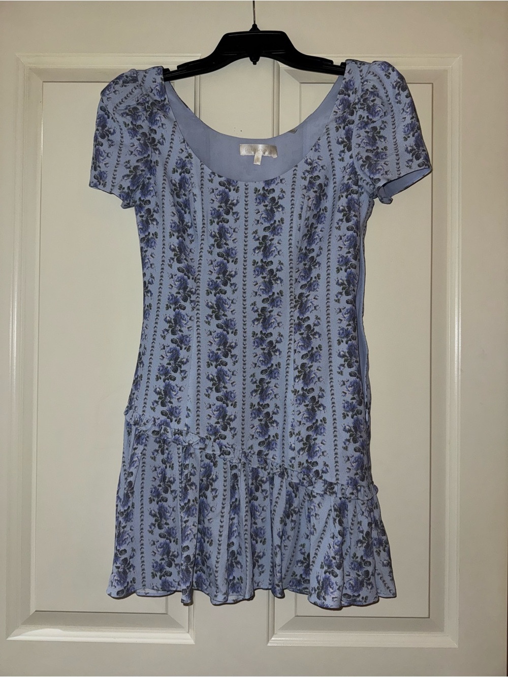 Love Shack Fancy Light Blue Floral Mini Dress